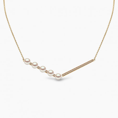 Trend 18K Gold Freshwater Pearl And Diamond Contrast Necklace