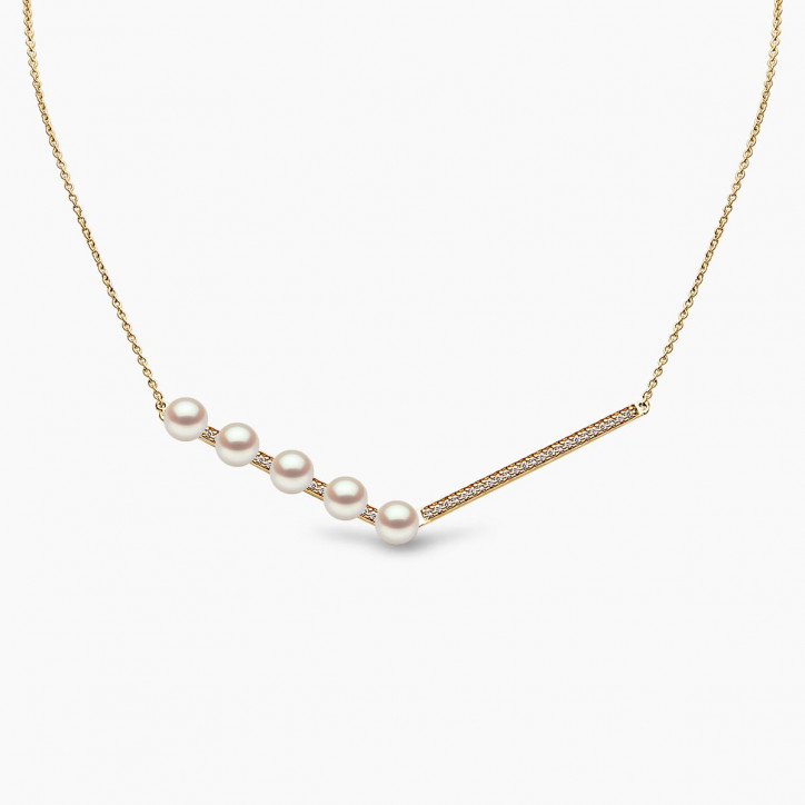 Trend 18K Gold Freshwater Pearl And Diamond Contrast Necklace