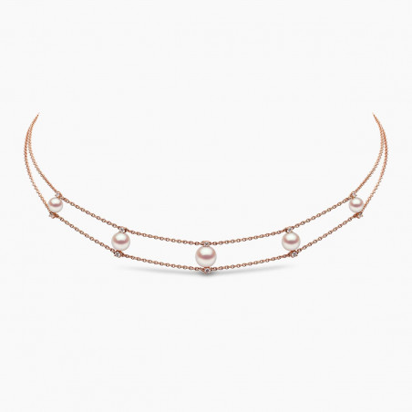 Trend 18K Gold Freshwater Pearl And Diamond Chain Choker Necklace