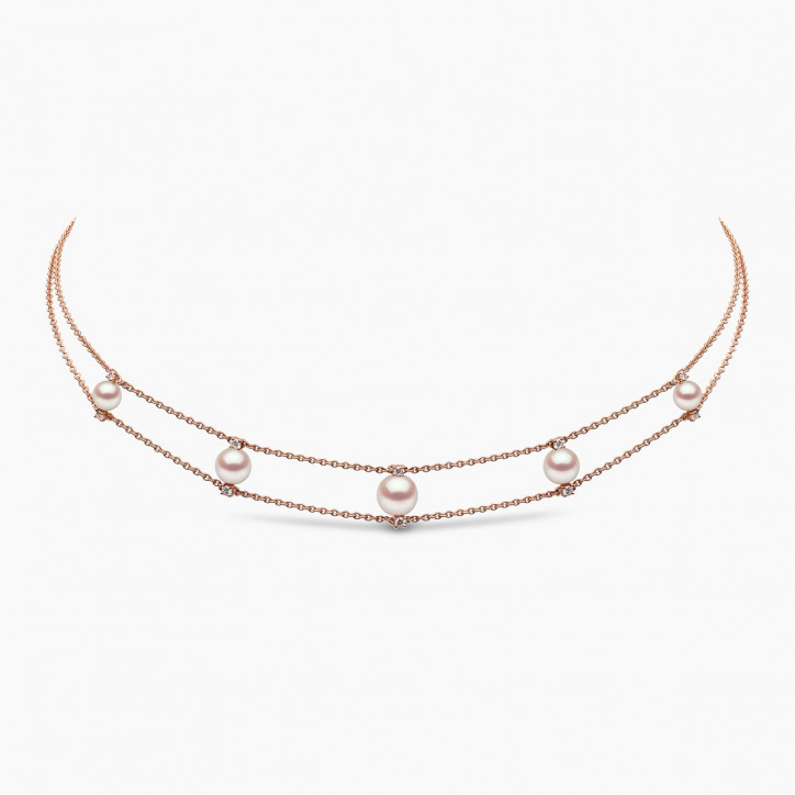 Trend 18K Gold Freshwater Pearl And Diamond Chain Choker Necklace