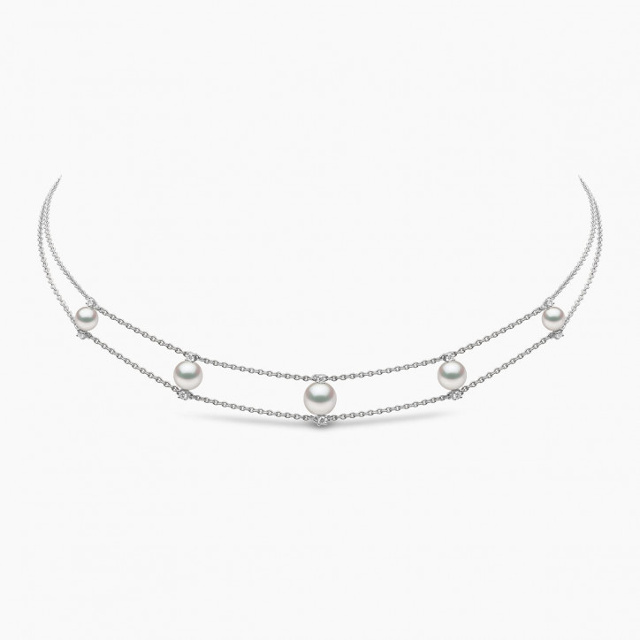 Trend 18K Gold Freshwater Pearl And Diamond Chain Choker Necklace