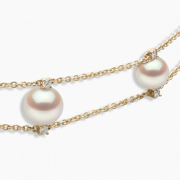 Trend 18K Gold Freshwater Pearl And Diamond Chain Choker Necklace