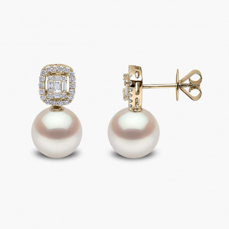 Starlight 18K Gold Pearl and Diamond Celestial Earrings