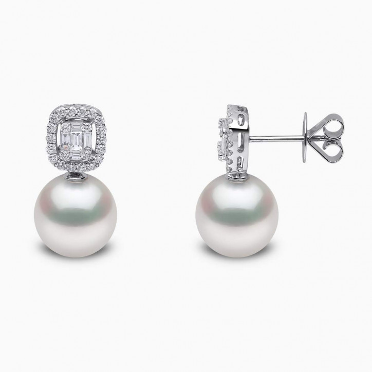 Starlight 18K Gold Pearl and Diamond Celestial Earrings