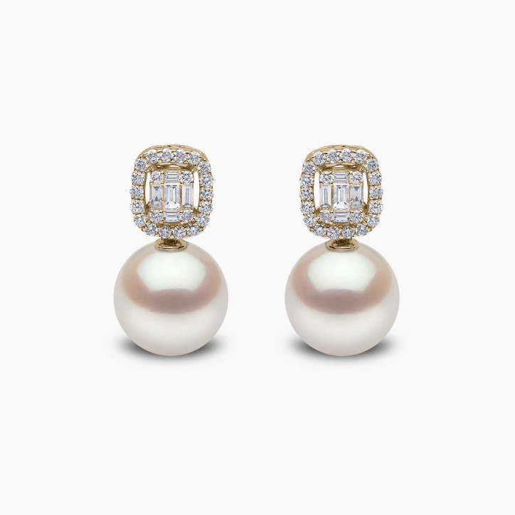 Starlight 18K Gold Pearl and Diamond Celestial Earrings