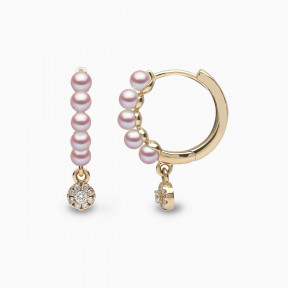 Eclipse 18K Gold Pearl and Diamond Drop Hoop Earrings