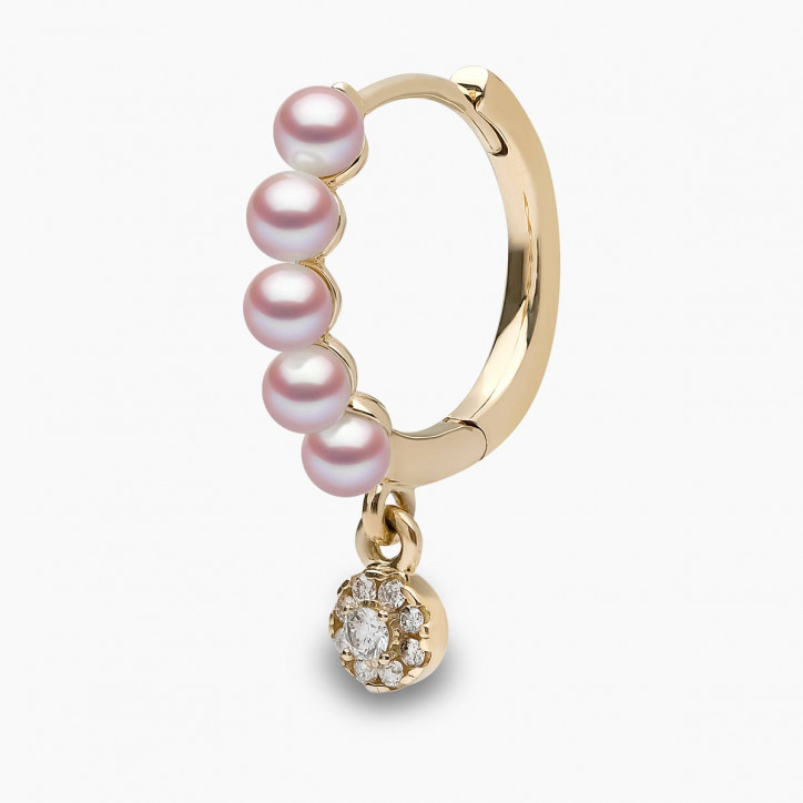 Eclipse 18K Gold Pearl and Diamond Drop Hoop Earrings