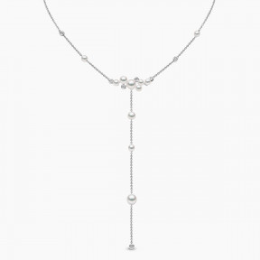 Trend 18K Gold Freshwater Pearl And Diamond Cluster Necklace