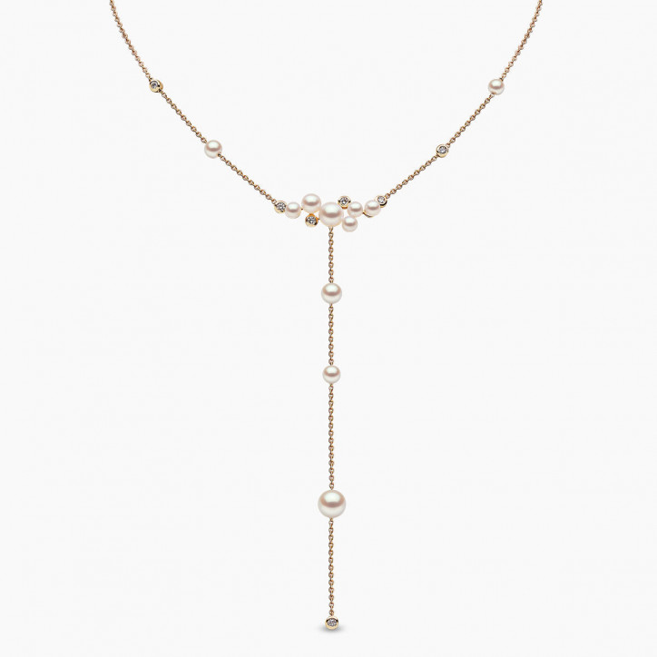 Trend 18K Gold Freshwater Pearl And Diamond Cluster Necklace