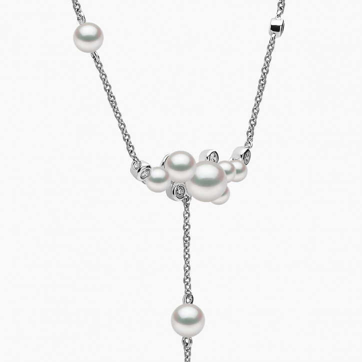 Trend 18K Gold Freshwater Pearl And Diamond Cluster Necklace