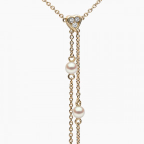 Trend 18K Gold Freshwater Pearl And Diamond Heart Necklace