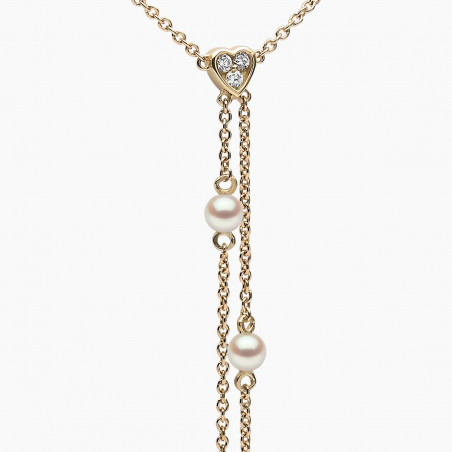 Trend 18K Gold Freshwater Pearl And Diamond Heart Necklace