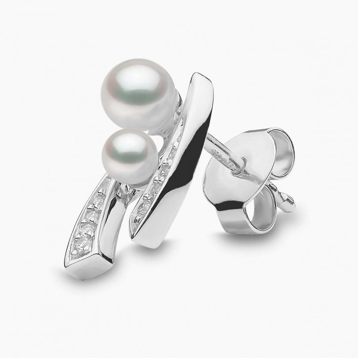 Trend 18K Gold Freshwater Pearl And Diamond Apex Stud Earrings