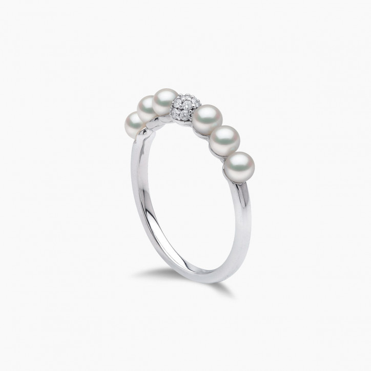 Eclipse 18K Gold Pearl and Diamond Cosmic Ring