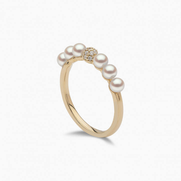 Eclipse 18K Gold Pearl and Diamond Cosmic Ring