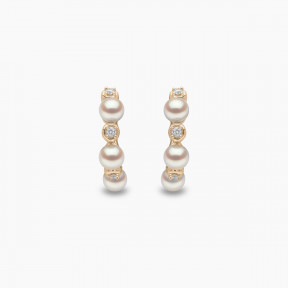 Eclipse 18K Gold Pearl and Diamond Hoop Astral Earrings