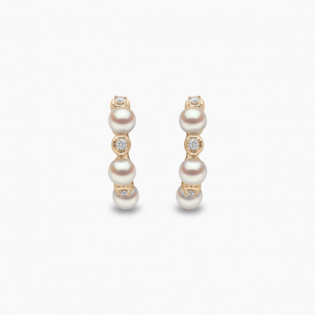 Eclipse 18K Gold Pearl and Diamond Hoop Astral Earrings