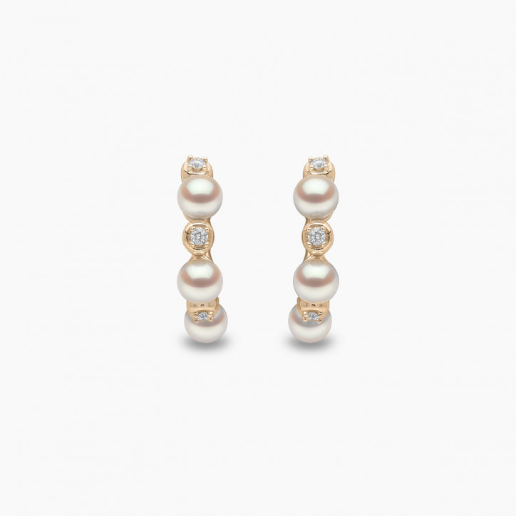 Eclipse 18K Gold Pearl and Diamond Hoop Astral Earrings