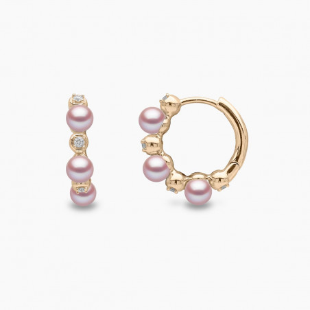 Eclipse 18K Gold Pearl and Diamond Hoop Astral Earrings