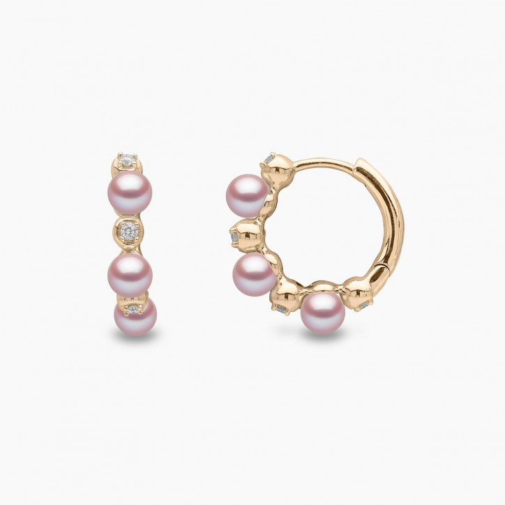 Eclipse 18K Gold Pearl and Diamond Hoop Astral Earrings