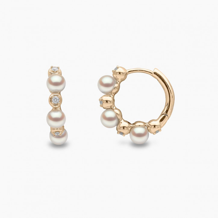 Eclipse 18K Gold Pearl and Diamond Hoop Astral Earrings