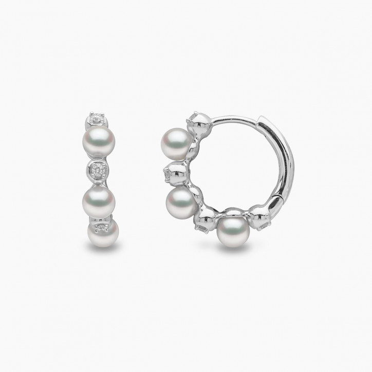 Eclipse 18K Gold Pearl and Diamond Hoop Astral Earrings