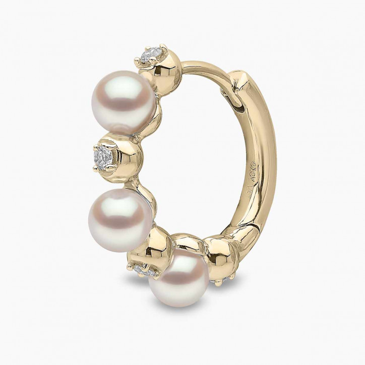 Eclipse 18K Gold Pearl and Diamond Hoop Astral Earrings