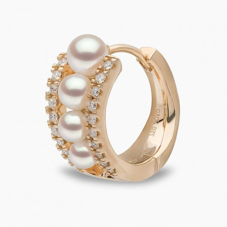 Eclipse 18K Gold Pearl and Diamond Hoop Dusk Earrings