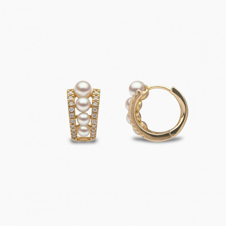 Eclipse 18K Gold Pearl and Diamond Hoop Dusk Earrings