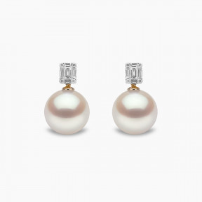 Starlight 18K Gold South Sea Pearl and Diamond Mini Skyline Earrings