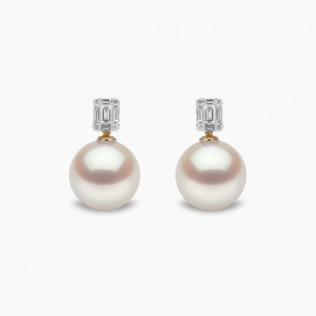 Starlight 18K Gold South Sea Pearl and Diamond Mini Skyline Earrings