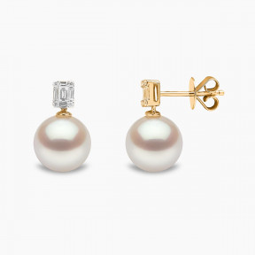 Starlight 18K Gold South Sea Pearl and Diamond Mini Skyline Earrings