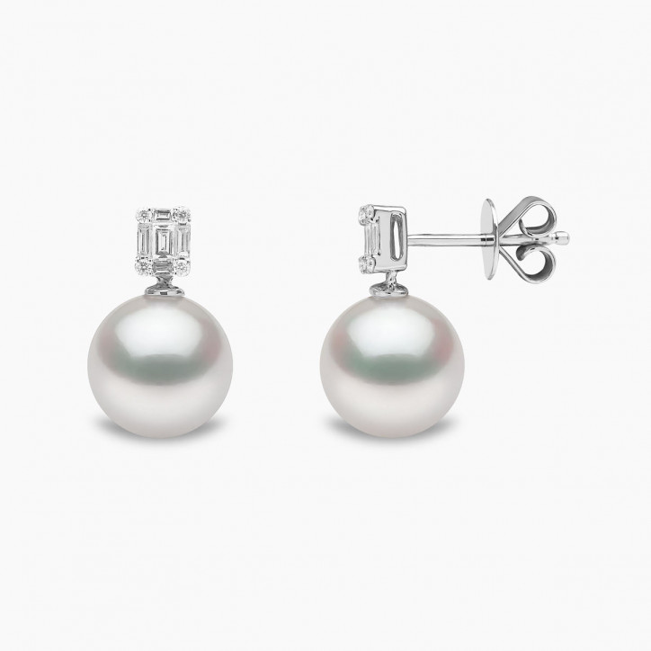 Starlight 18K Gold South Sea Pearl and Diamond Mini Skyline Earrings