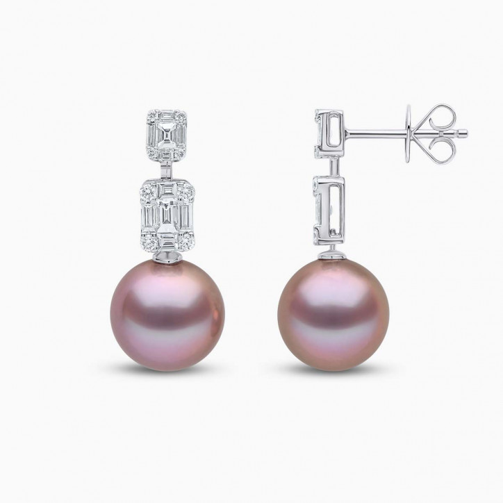 Starlight 18K Gold Pearl and Diamond Drop Lunar Earrings