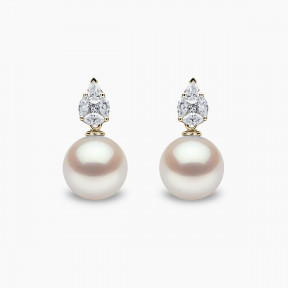 Starlight 18K Gold Pearl and Diamond Prism Earrings