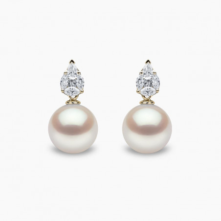 Starlight 18K Gold Pearl and Diamond Prism Earrings