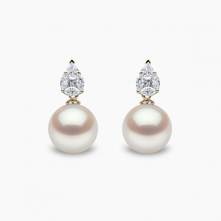 Starlight 18K Gold Pearl and Diamond Prism Earrings