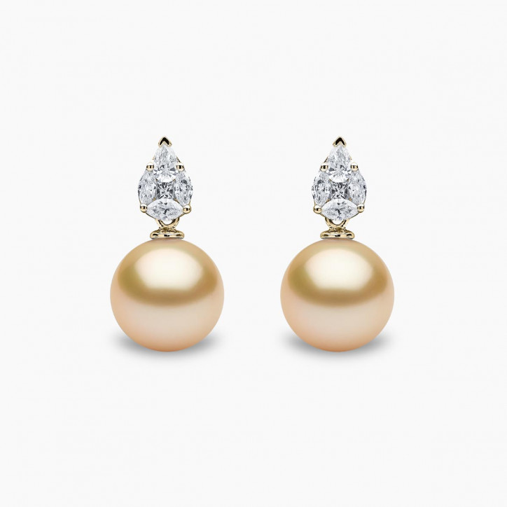 Starlight 18K Gold Pearl and Diamond Prism Earrings