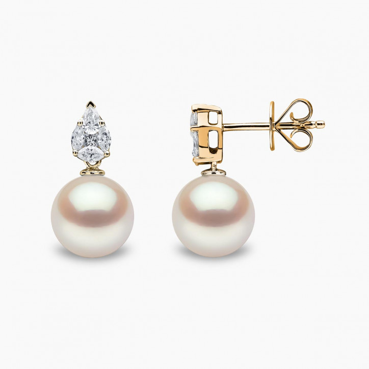 Starlight 18K Gold Pearl and Diamond Prism Earrings