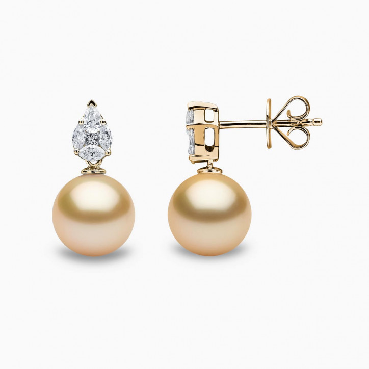 Starlight 18K Gold Pearl and Diamond Prism Earrings