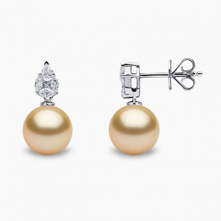 Starlight 18K Gold Pearl and Diamond Prism Earrings