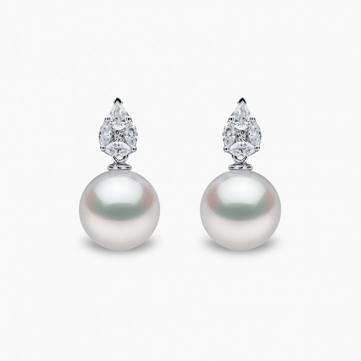 Starlight 18K Gold Pearl and Diamond Prism Earrings