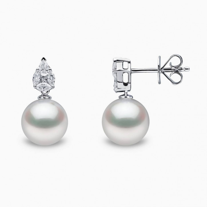 Starlight 18K Gold Pearl and Diamond Prism Earrings