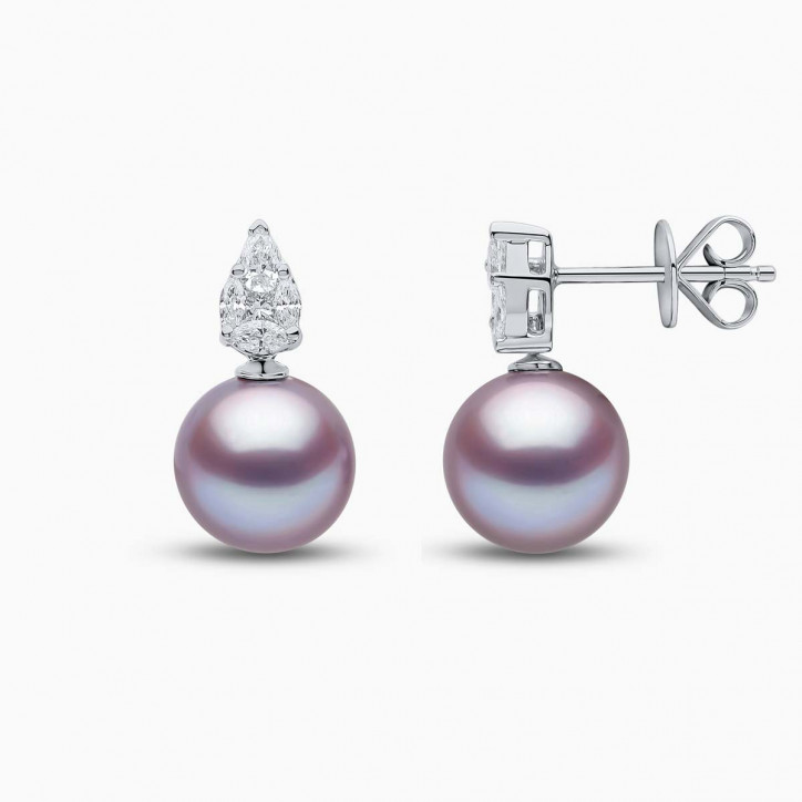 Starlight 18K Gold Pearl and Diamond Prism Earrings