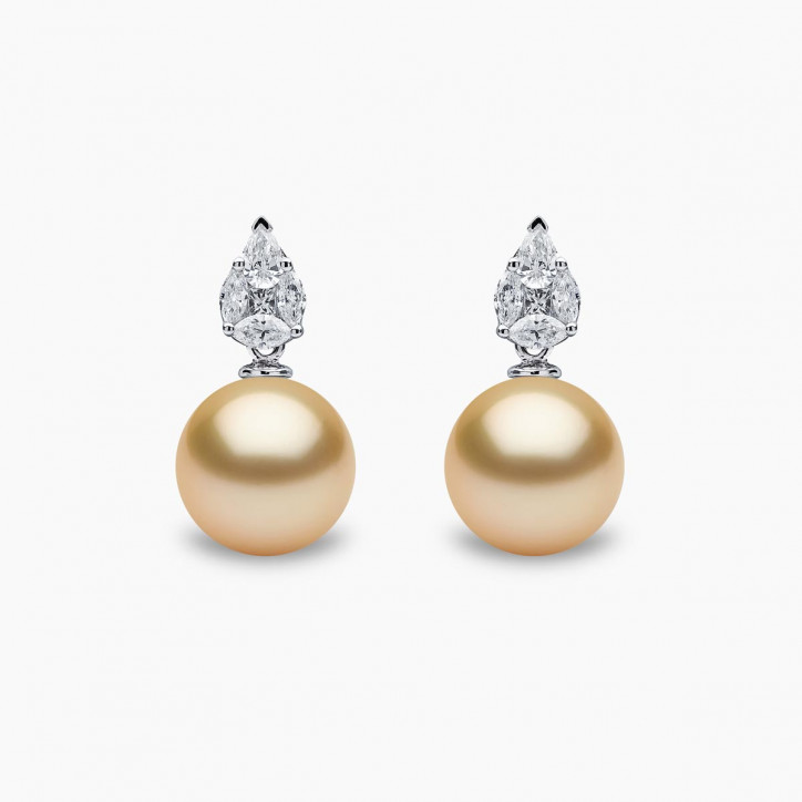 Starlight 18K Gold Pearl and Diamond Prism Earrings