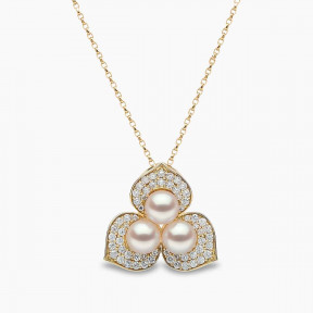 Petal 18K Gold Akoya Pearl and Diamond Blossom Pendant