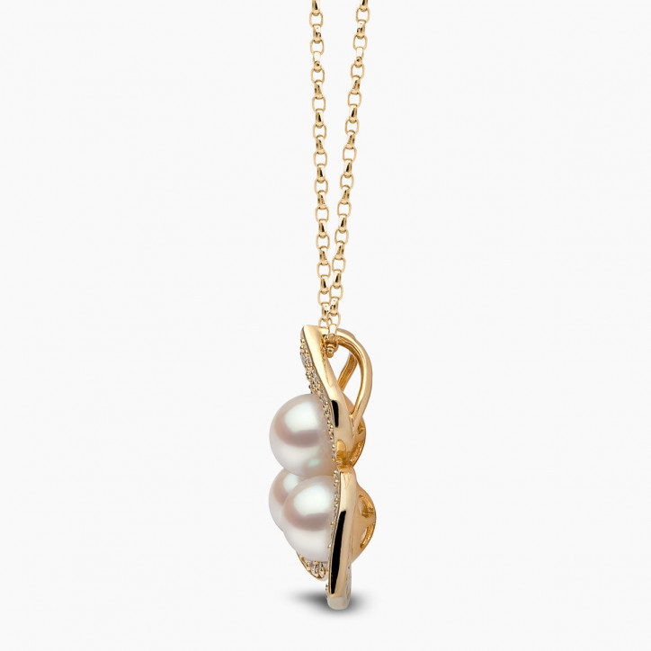 Petal 18K Gold Akoya Pearl and Diamond Blossom Pendant