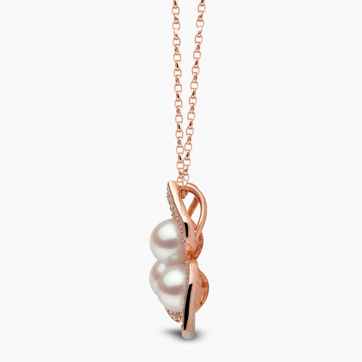 Petal 18K Gold Akoya Pearl and Diamond Blossom Pendant