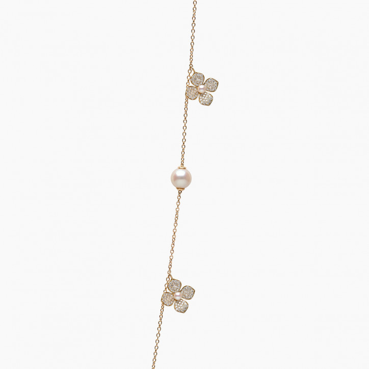 Petal 18K Gold Akoya Pearl and Multi Pavé Diamond Signature Necklace