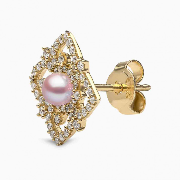 Petal 18K Gold Pearl and Diamond Bloom Earrings